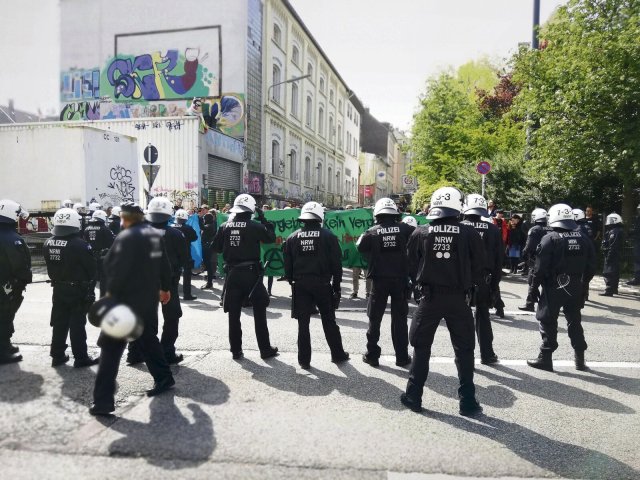 Immer wieder ein umkämpfter Ort. Das Autonome Zentrum Wuppertal. Hier am 1. Mai 2019.