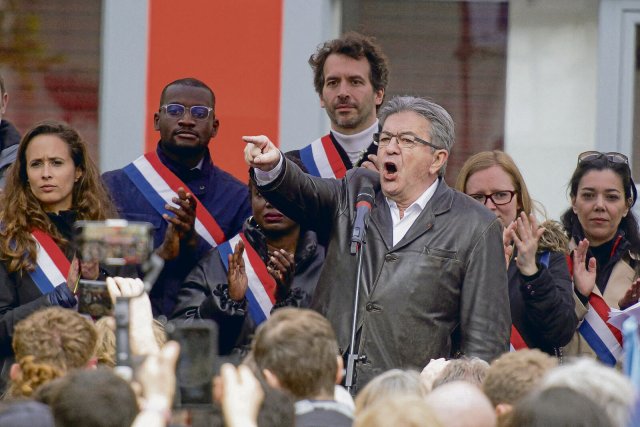 Jean-Luc Mélenchon, hier bei einer Demo, streitet mit den anderen Linksparteien über den Umgang mit den Angriffen der Hamas auf Israel.