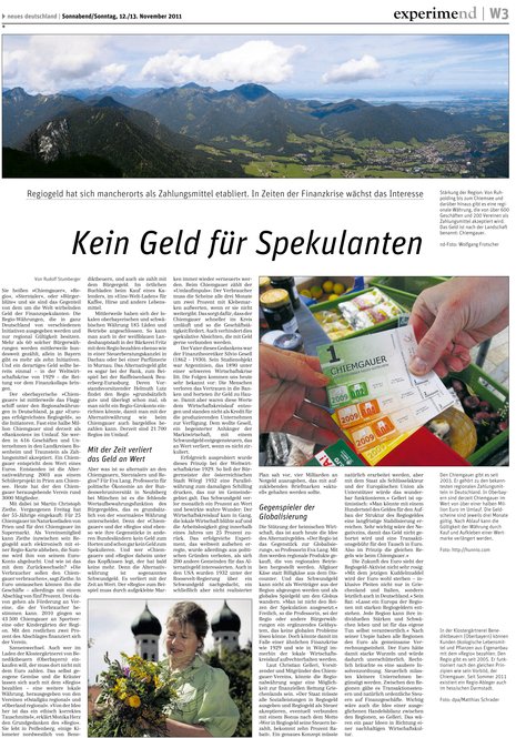 nd vom 12. November 2011: Kein Geld für Spekulanten