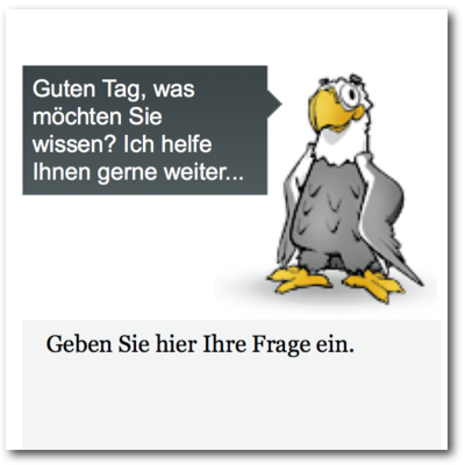 Steht Rede und Antwort - und das auf oft überraschende Weise: Der Virtuelle Bundestagsadler. Das Tier ist ein Chatterbot wie ELIZA, die 1966 von Josef Weizenbaum programmierte Urmutter dieser auf künstlicher Intelligenz basierenden Spezies.